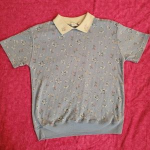 Vintage Bobbie Brooks Collared Knit Floral Blouse